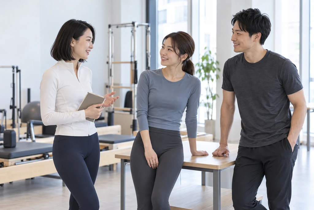 生成イメージ:3人がスタジオ内で対話する、チームのイメージ